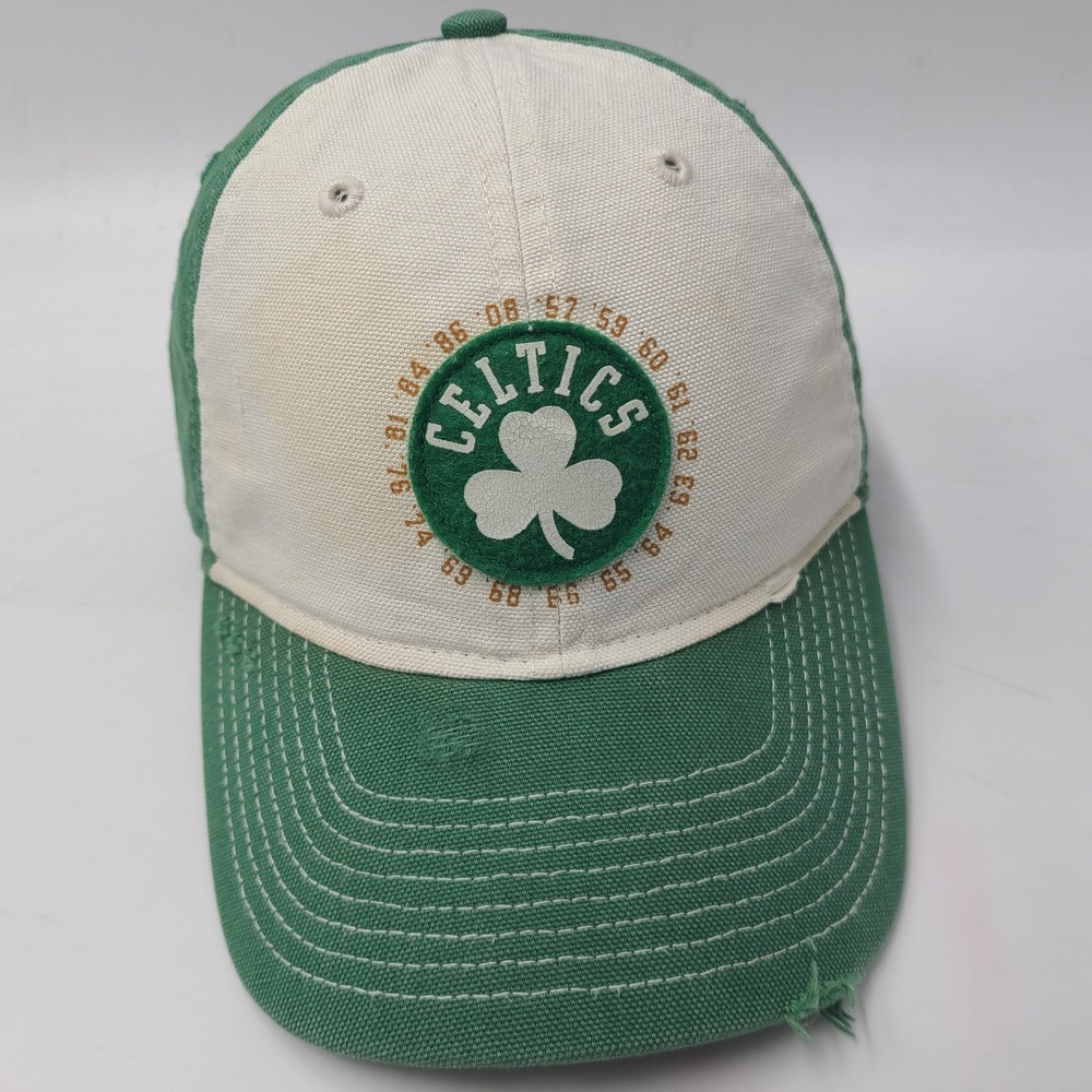 Boston Celtics Hat Strapback Adidas Green White NBA Distressed 17x Champions Men